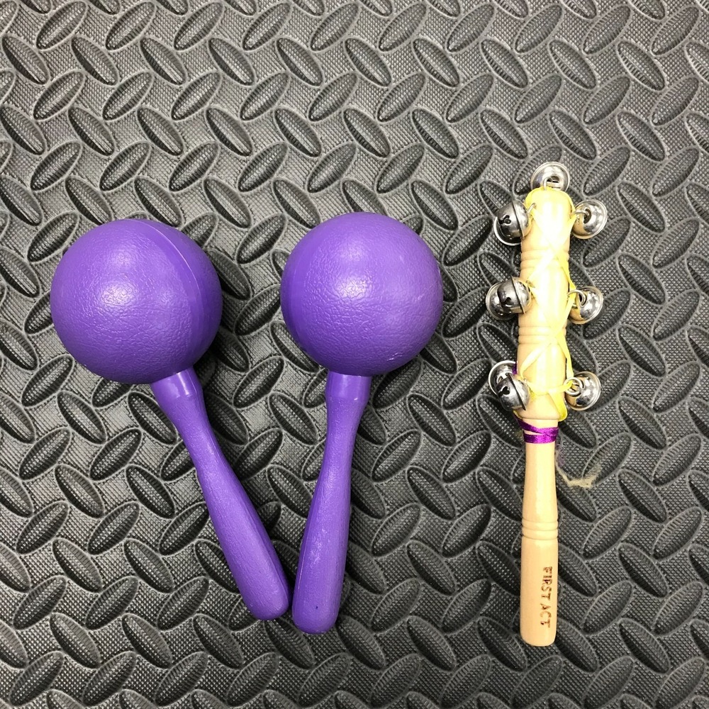 First Act Rythm Bells on handle and 2 Kidsplay Maracas